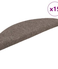 Tappetini Per Scale Autoadesivi 15 Pz 56x17x3 Cm Beige Semicircolari