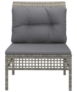 Divano Centrale Da Giardino Con Cuscino In Polyrattan Grigio