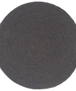 Tovagliette 6 Pz Grigio Scuro Neutro 38 Cm Rotonde In Cotone