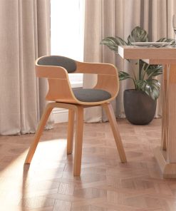 Sedia Da Pranzo Grigio Chiaro In Legno Curvato E Tessuto
