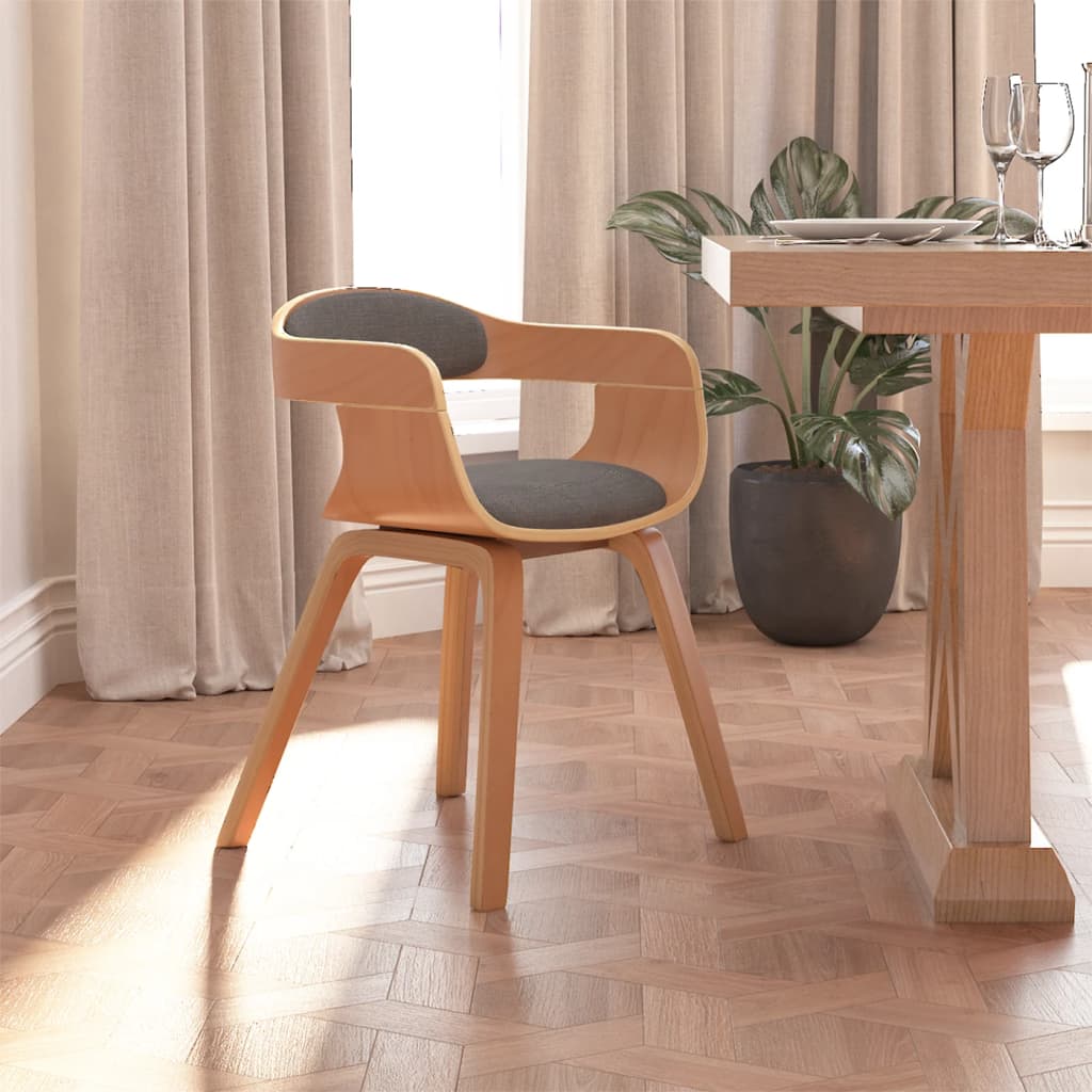 Sedia Da Pranzo Grigio Chiaro In Legno Curvato E Tessuto