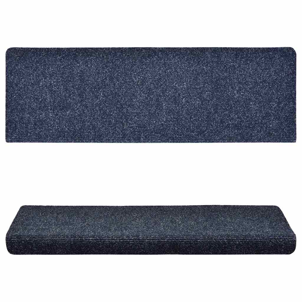 Tappetini Per Scale Autoadesivi 15 Pz 65x21x4 Cm Blu Bordo Rettangolare