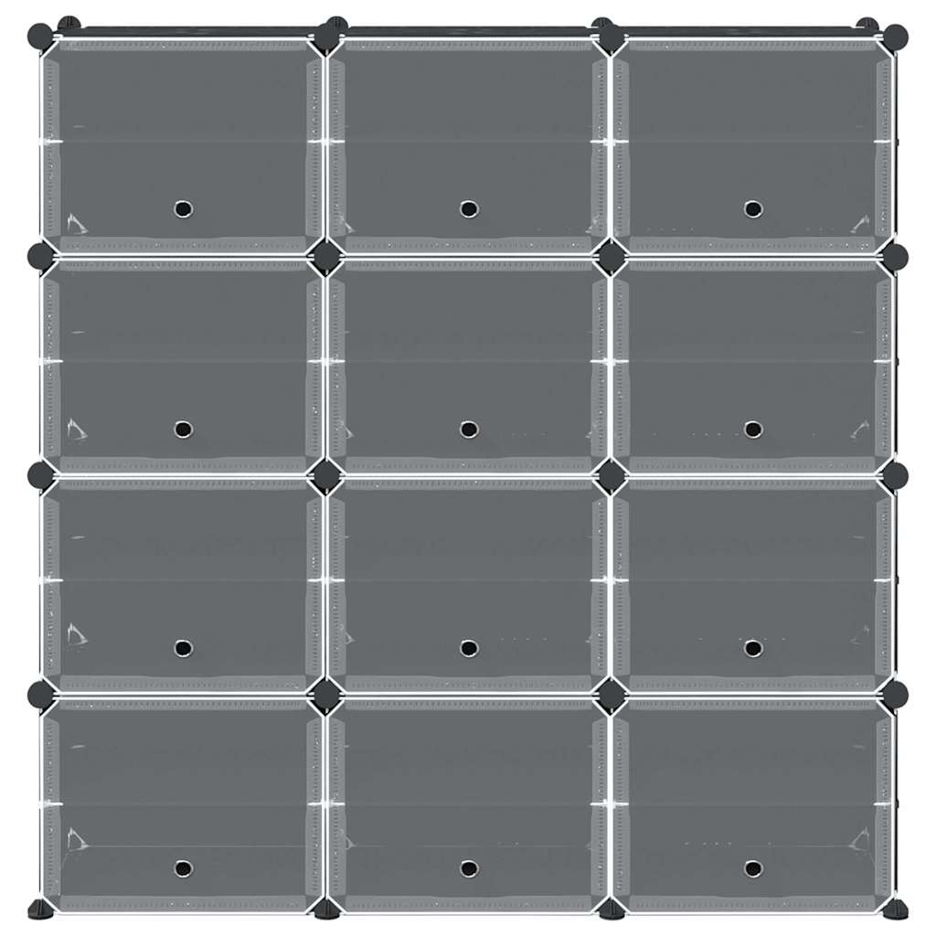 Organizzatore Portaoggetti Con 12 Cubi E Ante Trasparenti In pp