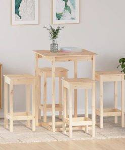 Set Da Bar 5 Pz In Legno Massello Di Pino