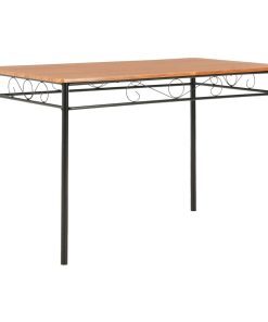 Set Da Pranzo 7 Pz In Mdf E Acciaio Marrone