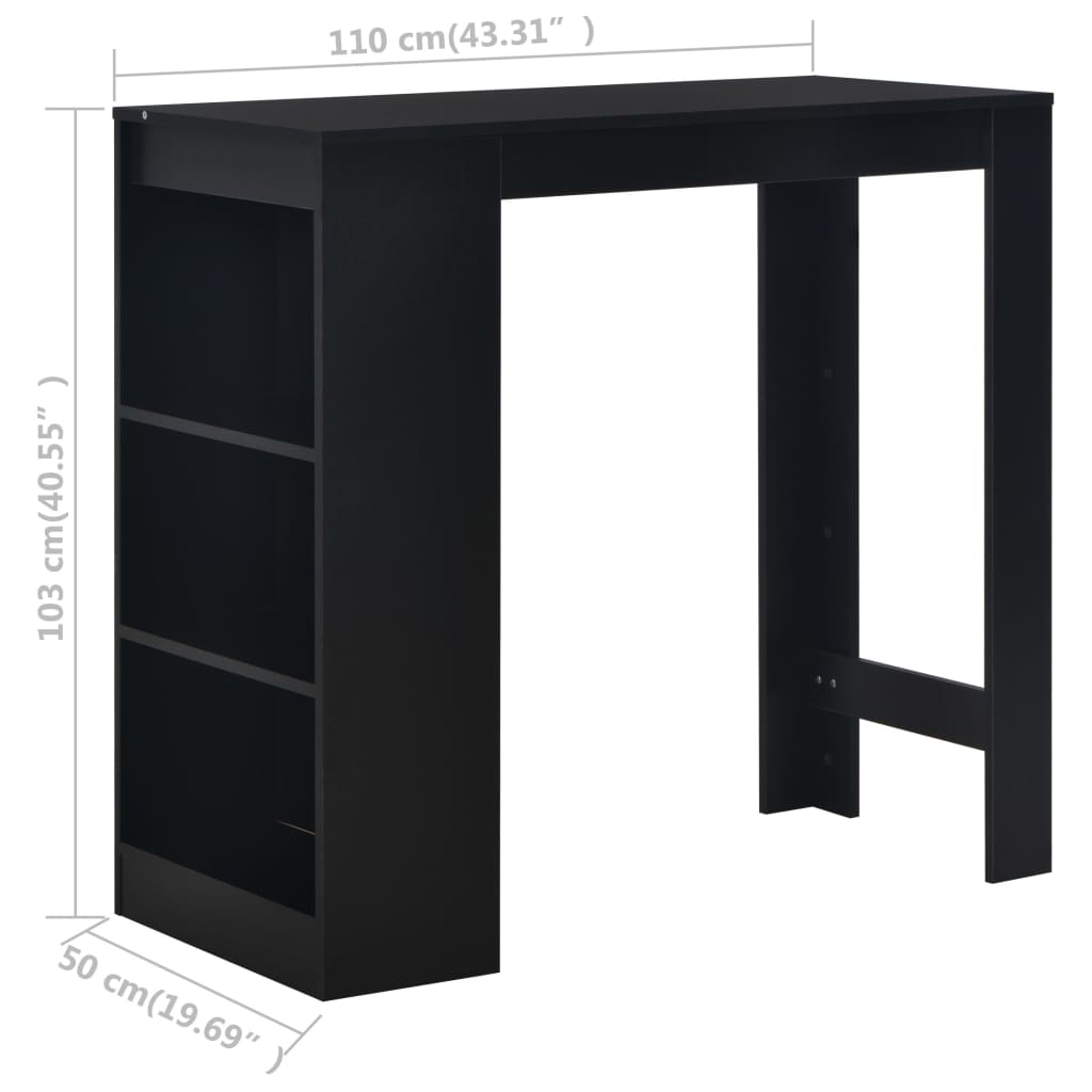 Tavolo Da Bar Con Ripiano Nero 110x50x103 cm