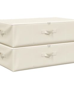 Scatole Portaoggetti 2pz In Tessuto 70x40x18 Cm Crema