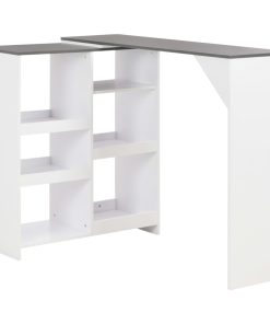Tavolo Da Bar Con Scaffale Mobile Bianco 138x39x110 cm