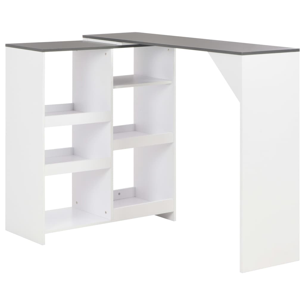 Tavolo Da Bar Con Scaffale Mobile Bianco 138x39x110 cm