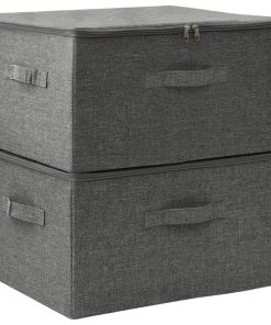 Scatole Portaoggetti 2pz In Tessuto 43x34x23 Cm Antracite