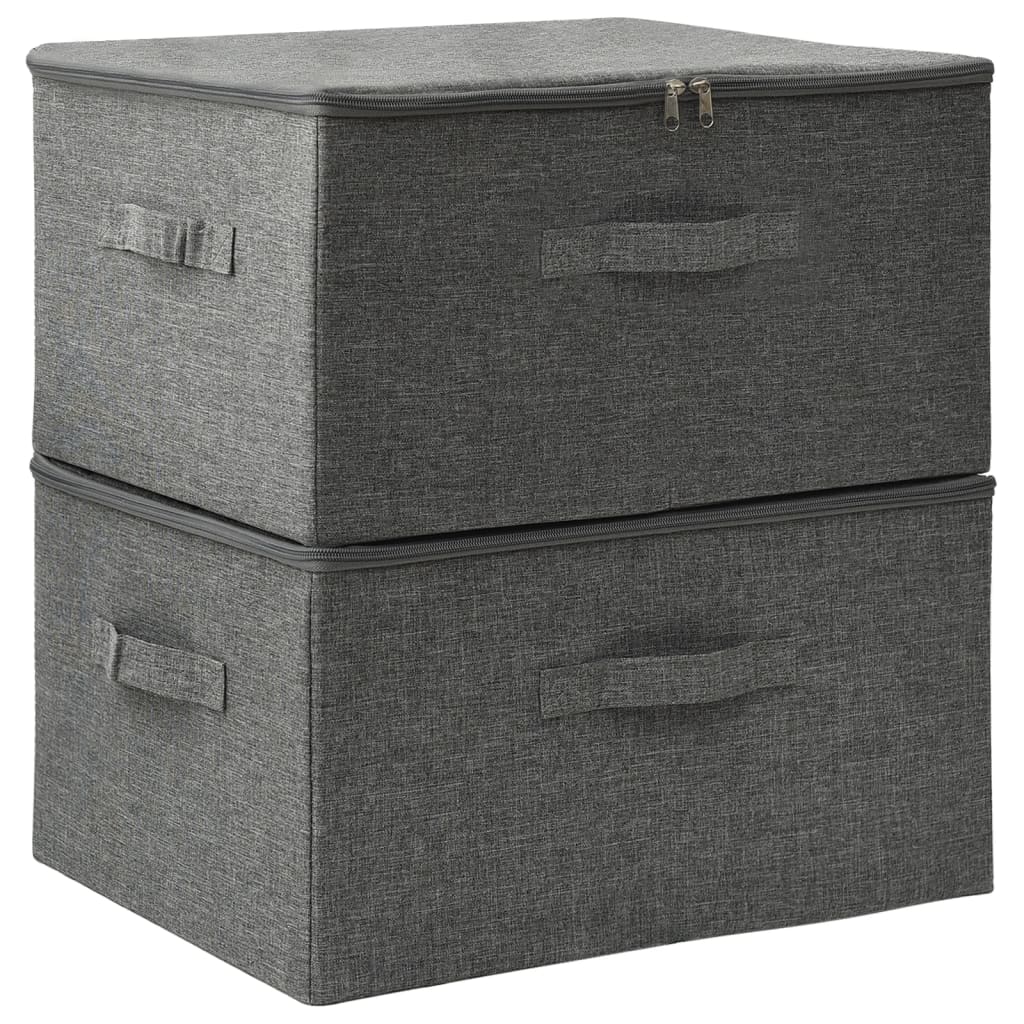 Scatole Portaoggetti 2pz In Tessuto 43x34x23 Cm Antracite