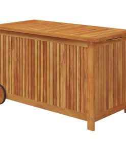 Contenitore Giardino Con Ruote 90x50x58cm Legno Massello Acacia