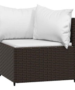 Divani Angolari Da Giardino Con Cuscini 2pz Polyrattan Marrone