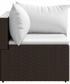 Divani Angolari Da Giardino Con Cuscini 2pz Polyrattan Marrone