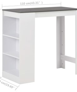 Tavolo Da Bar Con Ripiano Bianco 110x50x103 cm