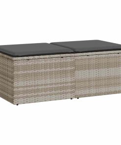 Divano Giardino 2pz Con Cuscini Grigio Chiaro Polyrattan Acacia