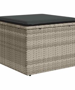 Divano Giardino 2pz Con Cuscini Grigio Chiaro Polyrattan Acacia