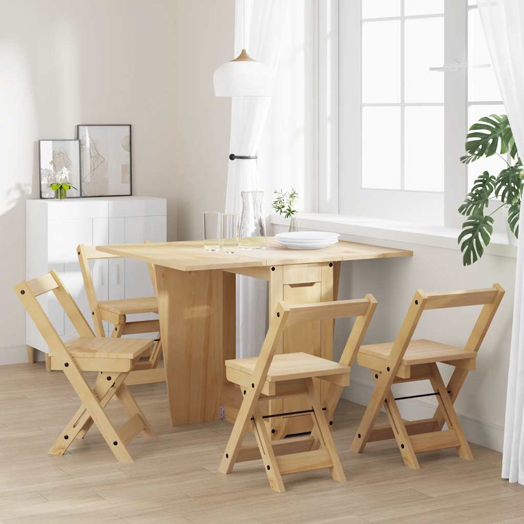 Set Da Pranzo 5 Pz Corona Pieghevole Marrone Cera In Pino