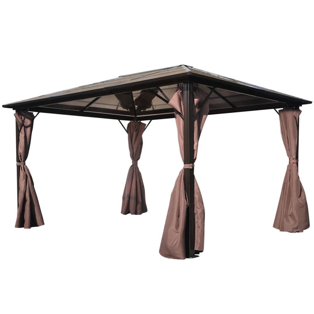 Gazebo Con Tenda Marrone In Alluminio 400 X 300 cm - Image 3