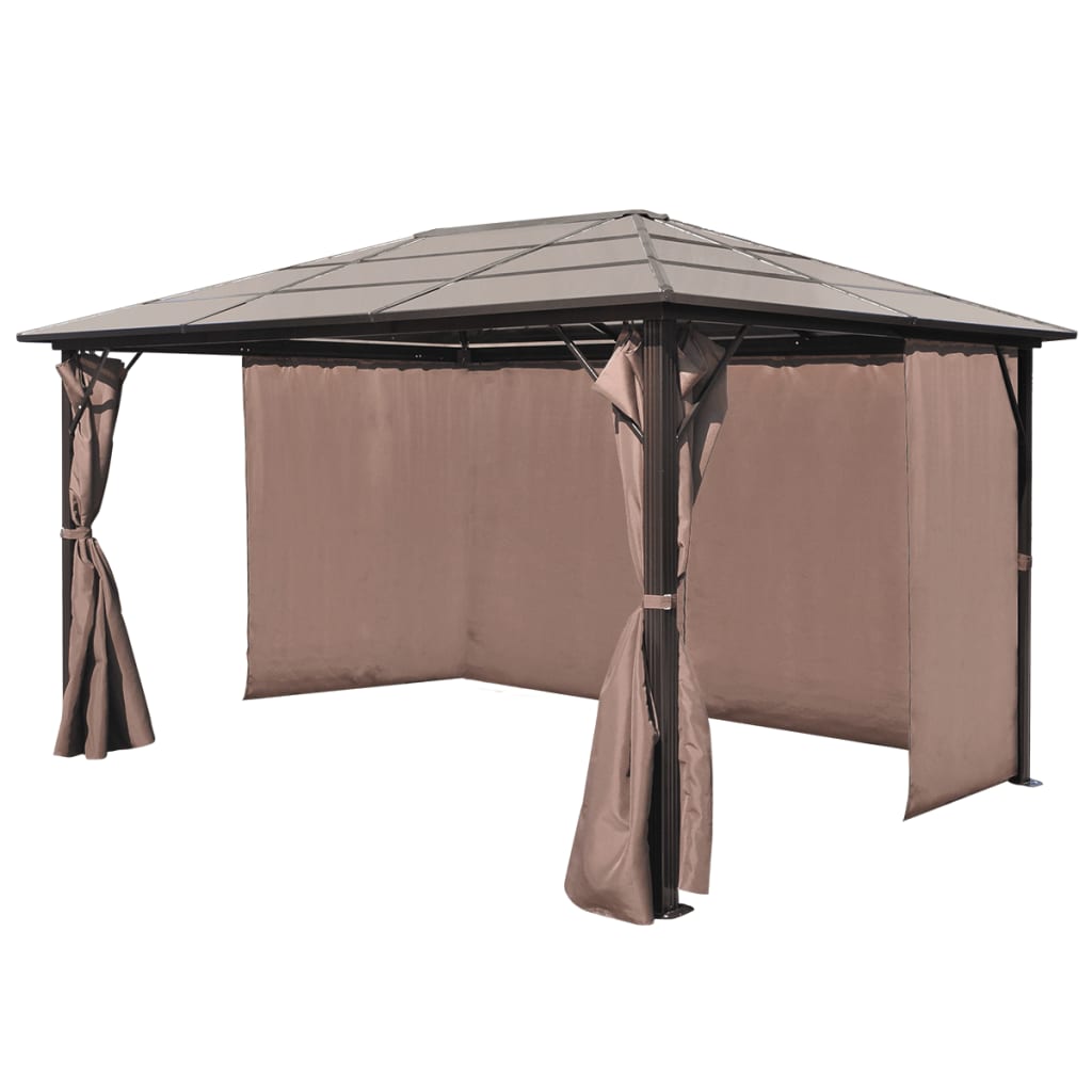 Gazebo Con Tenda Marrone In Alluminio 400 X 300 cm - Image 2