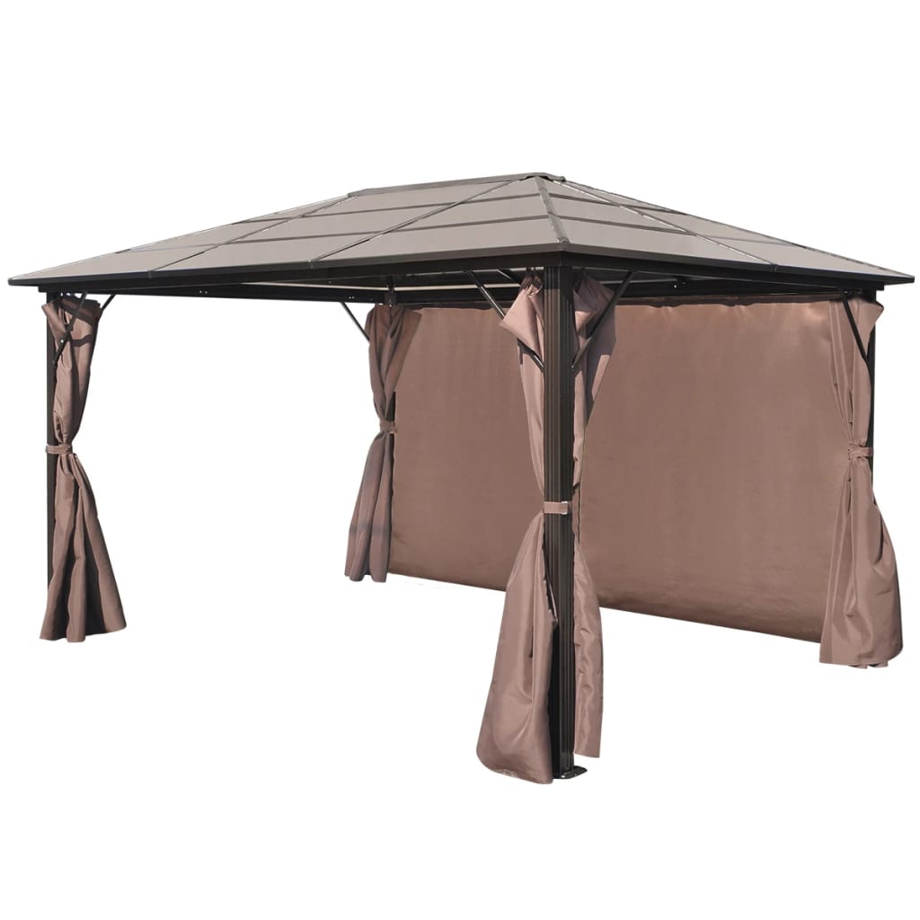 Gazebo Con Tenda Marrone In Alluminio 400 X 300 cm - Image 6