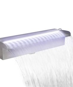 Cascata Per Laghetto Rettangolare Con Led In Acciaio Inox 45 cm