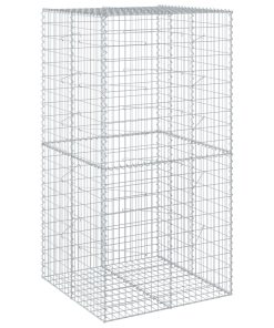 Cesto Gabbione Con Copertura 100x100x200 Cm In Ferro Zincato