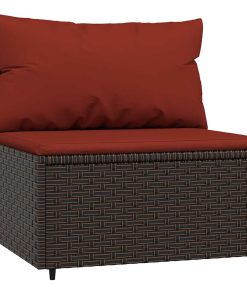 Divani Centrali Da Giardino Con Cuscini 2pz Polyrattan Marrone