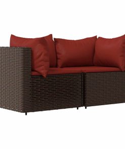 Divani Angolari Da Giardino Con Cuscini 2pz Polyrattan Marrone