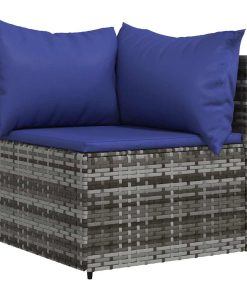 Divano Angolare Da Giardino Con Cuscini In Polyrattan Grigio