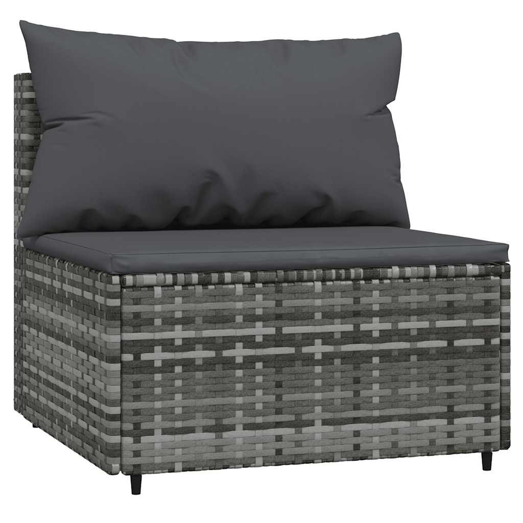 Divani Centrali Da Giardino Con Cuscini 2pz Polyrattan Grigio