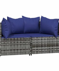 Divani Angolari Da Giardino Con Cuscini 2pz Polyrattan Grigio