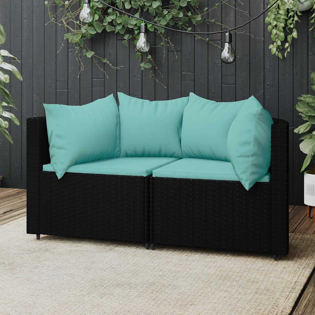 Divani Angolari Da Giardino Con Cuscini 2pz In Polyrattan Nero - Image 5