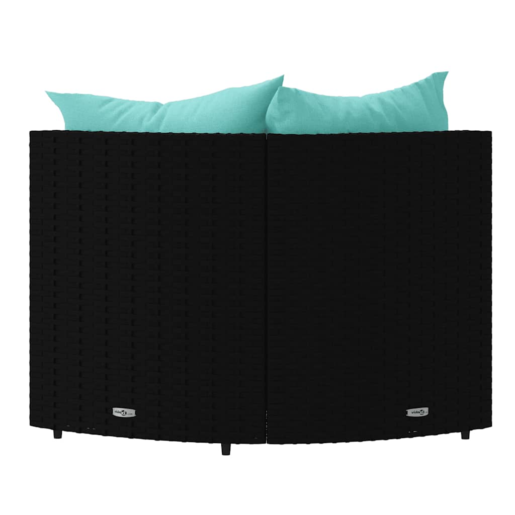 Divani Angolari Da Giardino Con Cuscini 2pz In Polyrattan Nero - Image 3