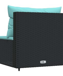 Divano Centrale Da Giardino Con Cuscini In Polyrattan Nero