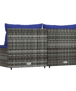 Divani Centrali Da Giardino Con Cuscini 2pz Polyrattan Grigio