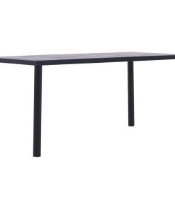 Tavolo Da Pranzo Nero E Grigio Cemento 160x80x75 Cm In Mdf