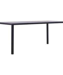 Tavolo Da Pranzo Nero E Grigio Cemento 200x100x75 Cm In Mdf
