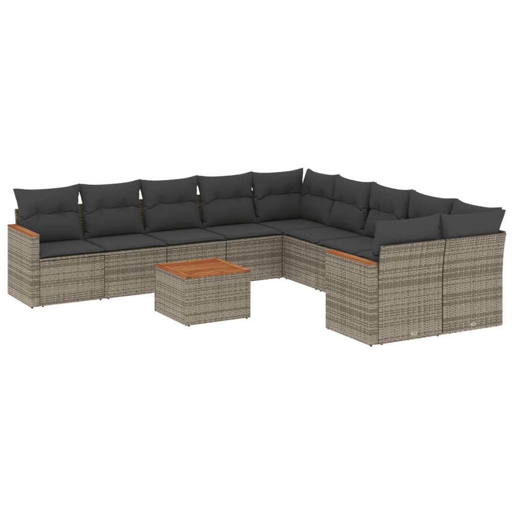 Set Divani Da Giardino 11 Pz Con Cuscini In Polyrattan Grigio - Image 4