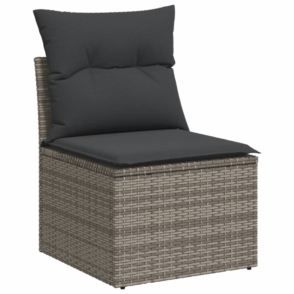 Set Divani Da Giardino 11 Pz Con Cuscini In Polyrattan Grigio - Image 6