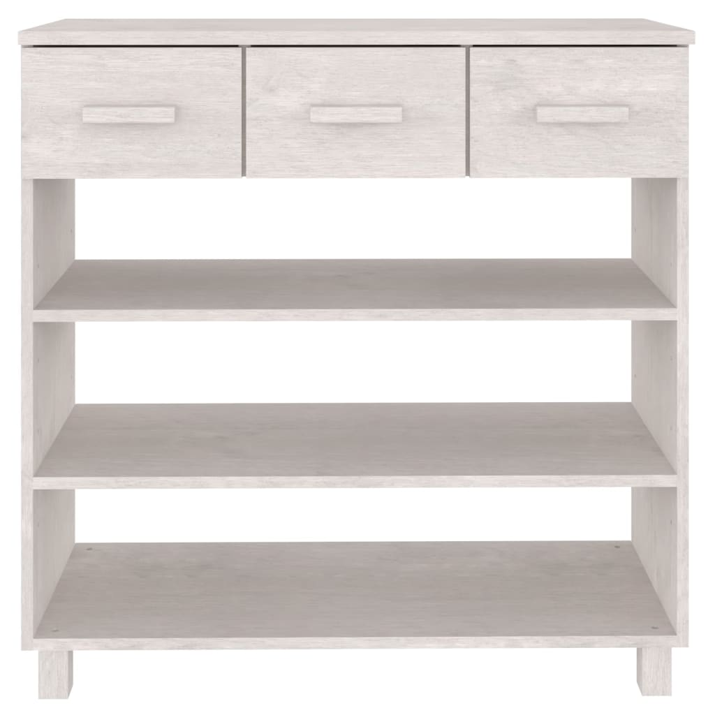 Tavolo Consolle Bianco 90x35x90 Cm Legno Massello Di Pino - Image 3