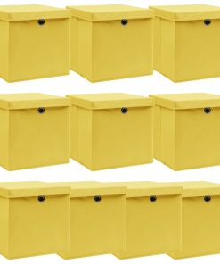 Scatole Con Coperchi 10pz Gialle 32x32x32 Cm Tessuto