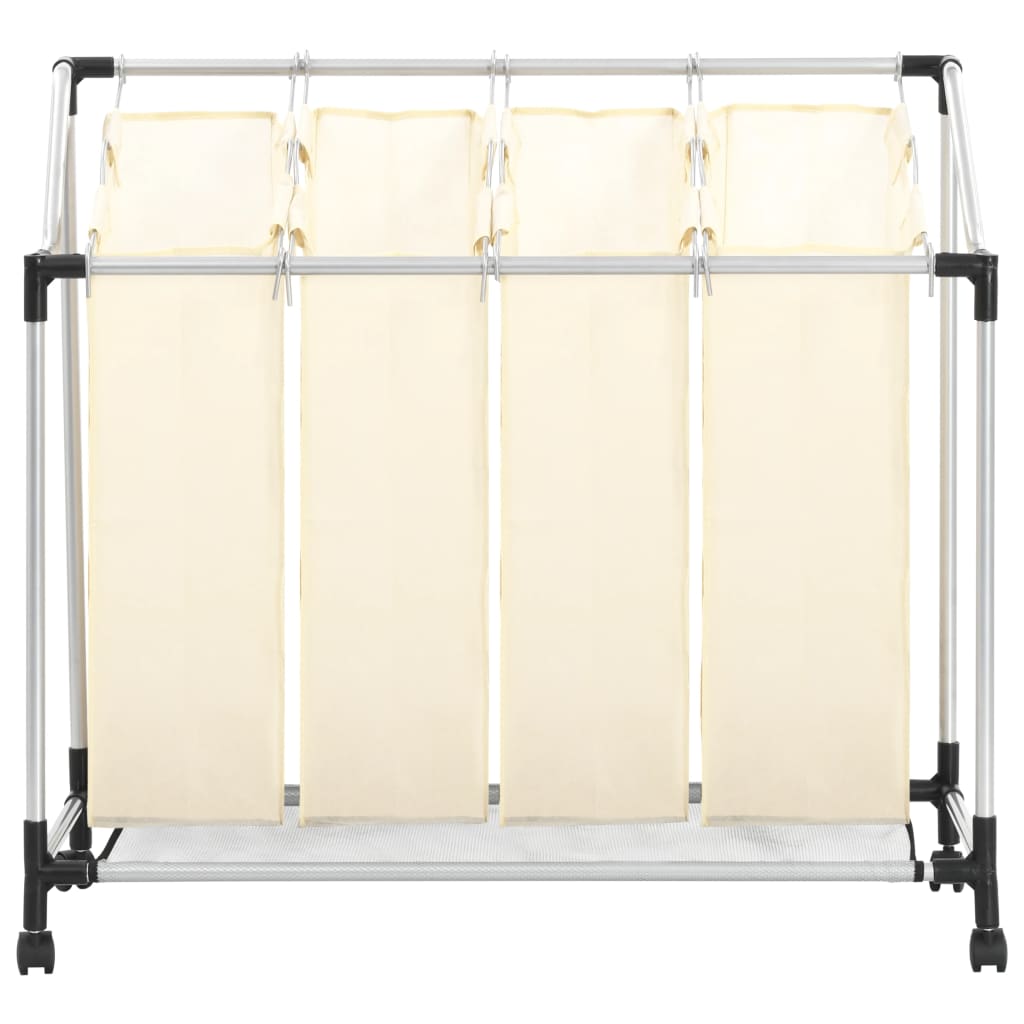 Portabiancheria Con 4 Sacchi Crema In Acciaio - Image 5