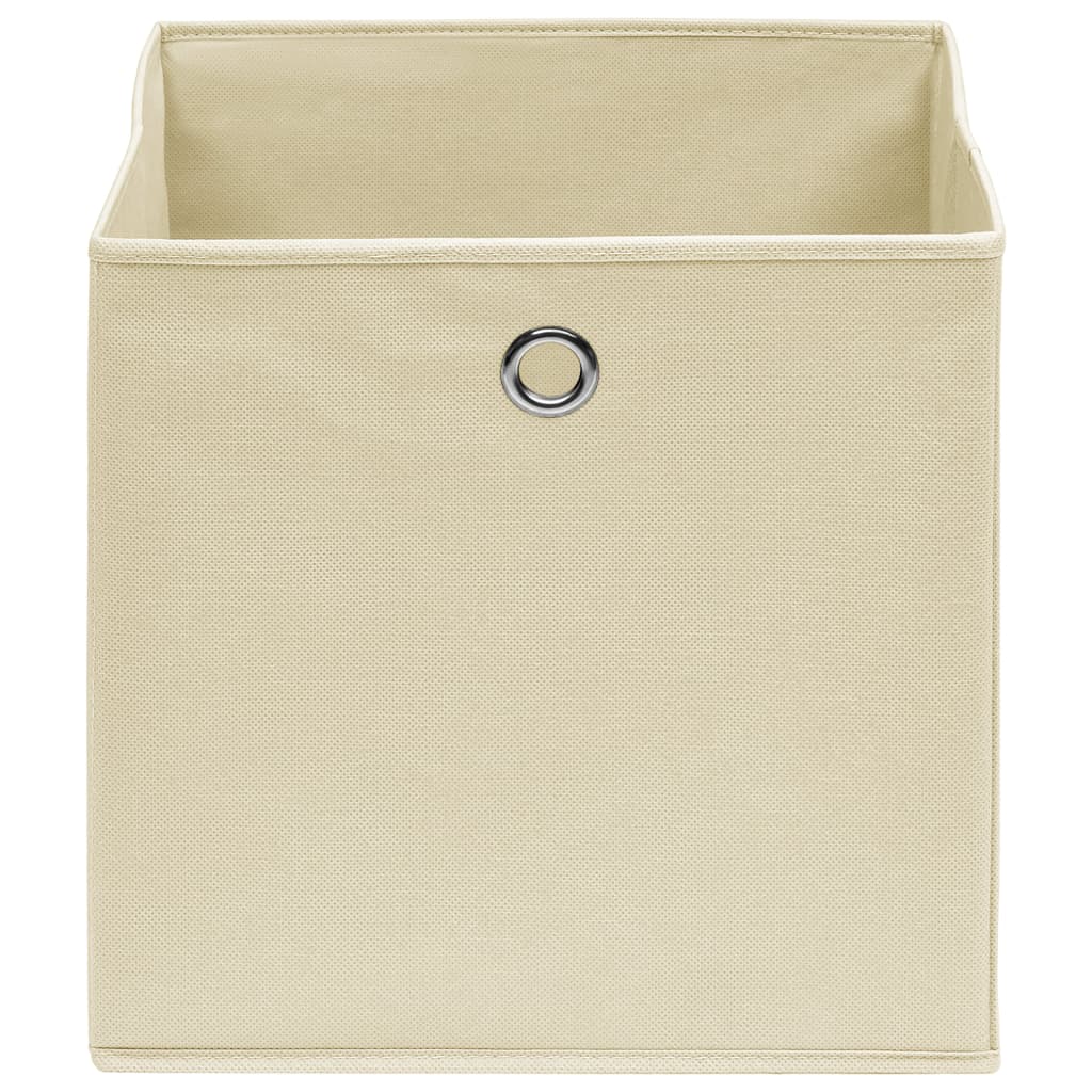 Scatole Portaoggetti Con Coperchi 10pz Crema 32x32x32cm Tessuto