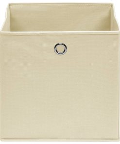 Scatole Portaoggetti Con Coperchi 4pz Crema 32x32x32 Cm Tessuto