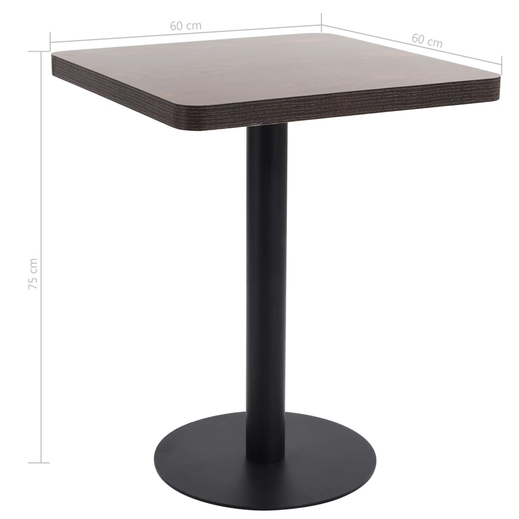 Tavolo Da Bistrot Marrone Scuro 60x60 Cm In Mdf