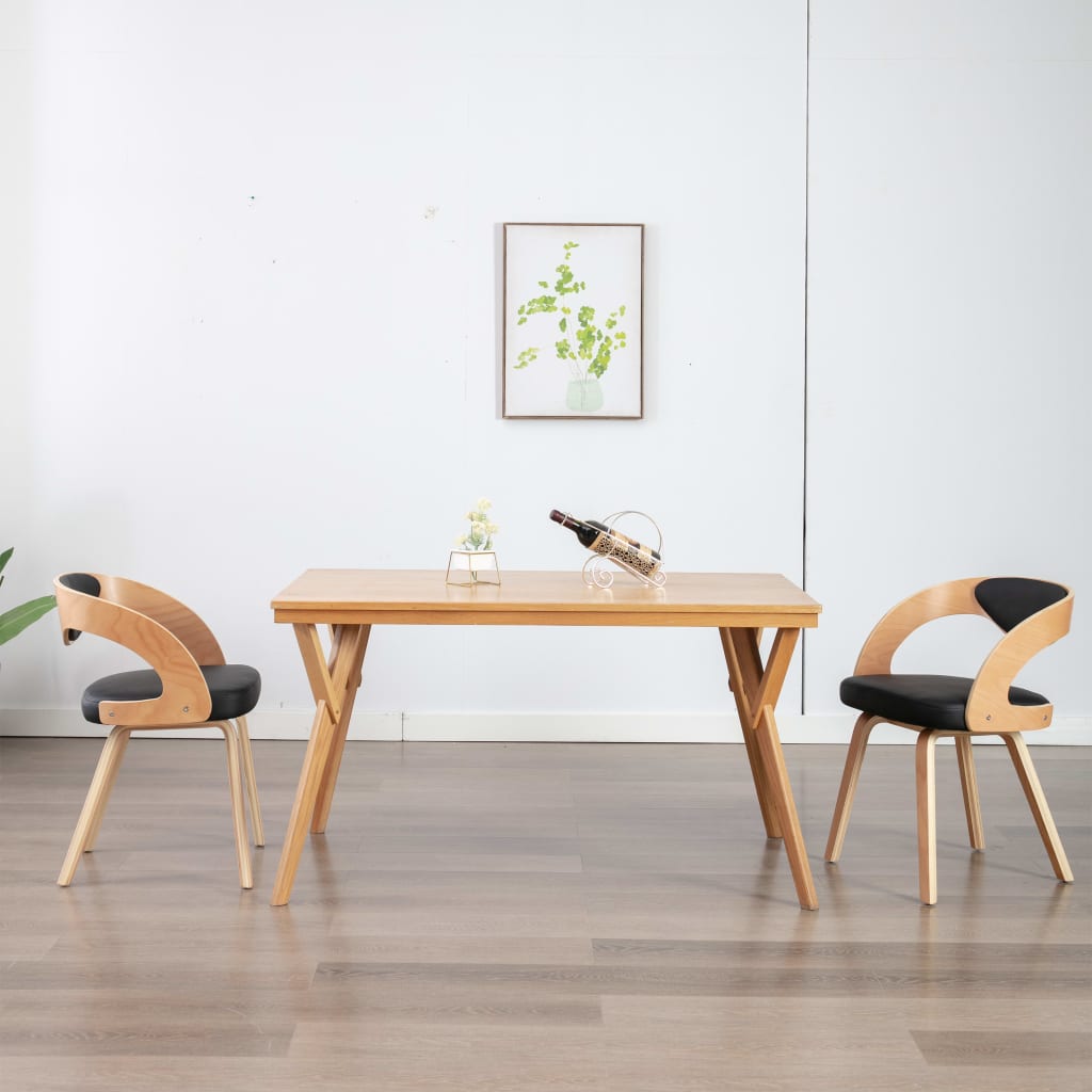 Sedie Da Pranzo 2 Pz Nere In Legno Curvato E Similpelle