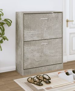 Scarpiera Grigio Cemento 63x24x81 Cm In Legno Multistrato