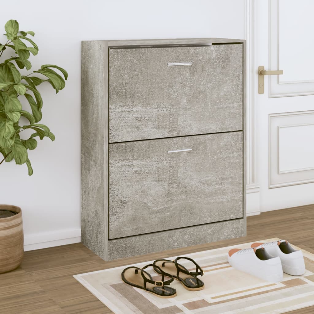 Scarpiera Grigio Cemento 63x24x81 Cm In Legno Multistrato