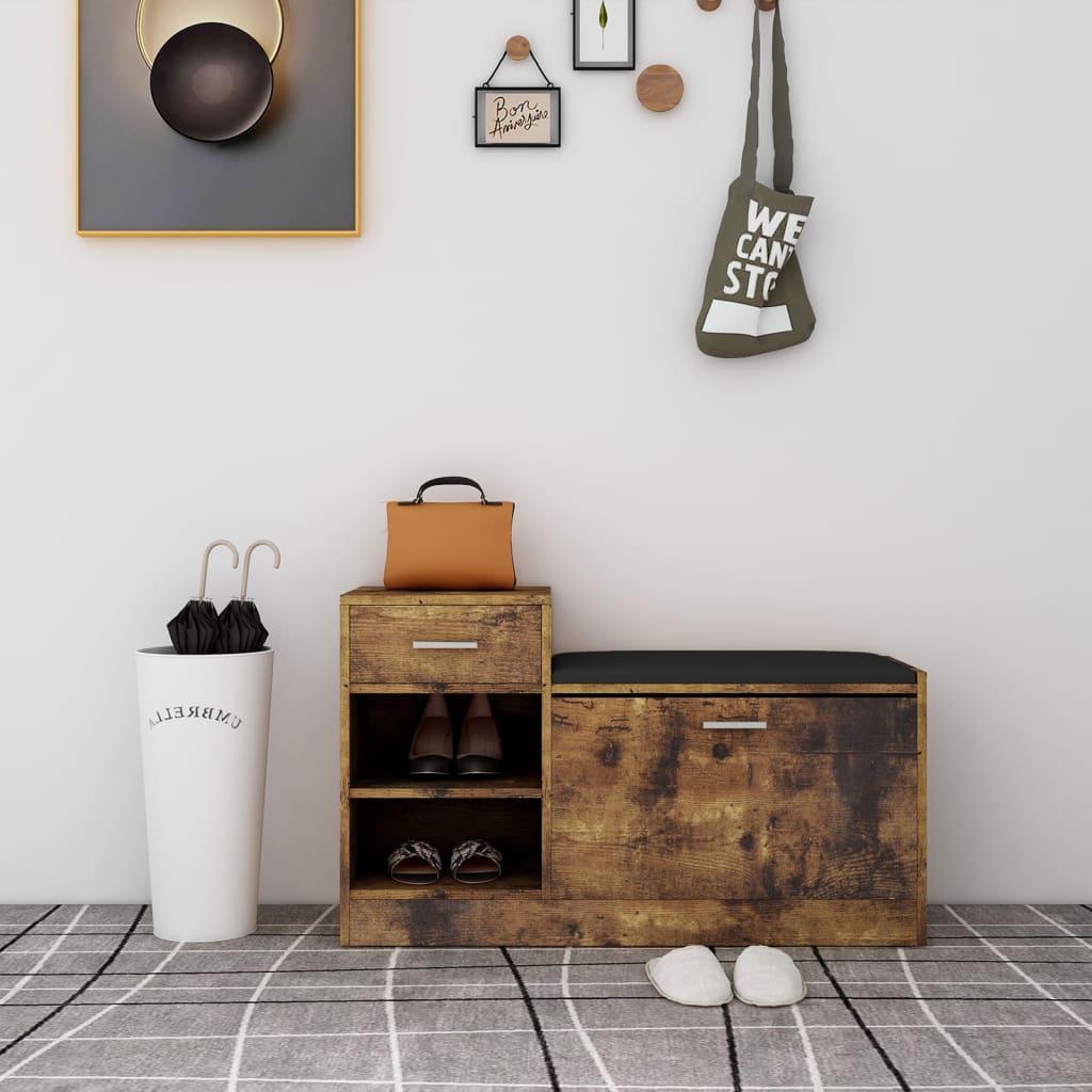 Panca Porta Scarpe Rovere Fumo 94,5x31x57cm Legno Multistrato - Image 3